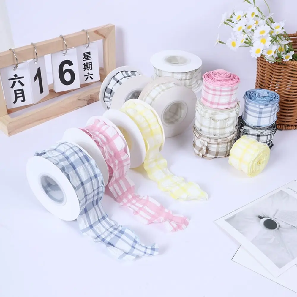 10 Yard Plaid Ribbon 4CM Width Reusable Roll of Satin Ribbon Gift Wrapping Bouquets Easy Cut Plaid Ribbon Packaging