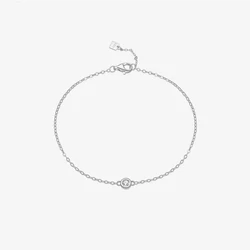 VEWANT 925 Sterling Silver One Small Circle CZ Zircon Clear Charm Chain Bracelet Women Simple Gift Fine Jewelry
