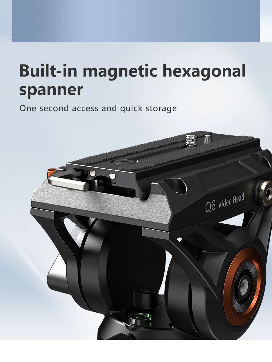 COMAN Q6 Panorama-Gimbal-Videokopf mit Schnellwechselplatte, kompatibel mit DJI RS4 Manfrotto Hydraulic Fluid Stativ DSLR-Kamera – Detail 7