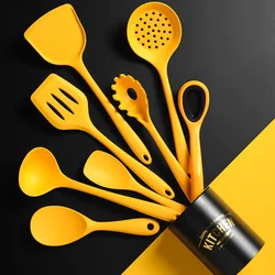 9Pcs Yellow Non-stick Silicone Kitchenware Cooking Utensils Set Heat-resisting Cookware Spatula Shovel Spoon Kitchen Tool Set