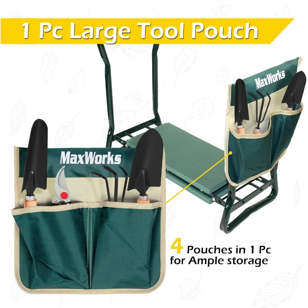 مقعد ركوع للحديقة قابل للطي مع وسادة واسعة مقاس 8 بوصات، وحقيبة أدوات لكبار السن والنساء لراحة الزراعة