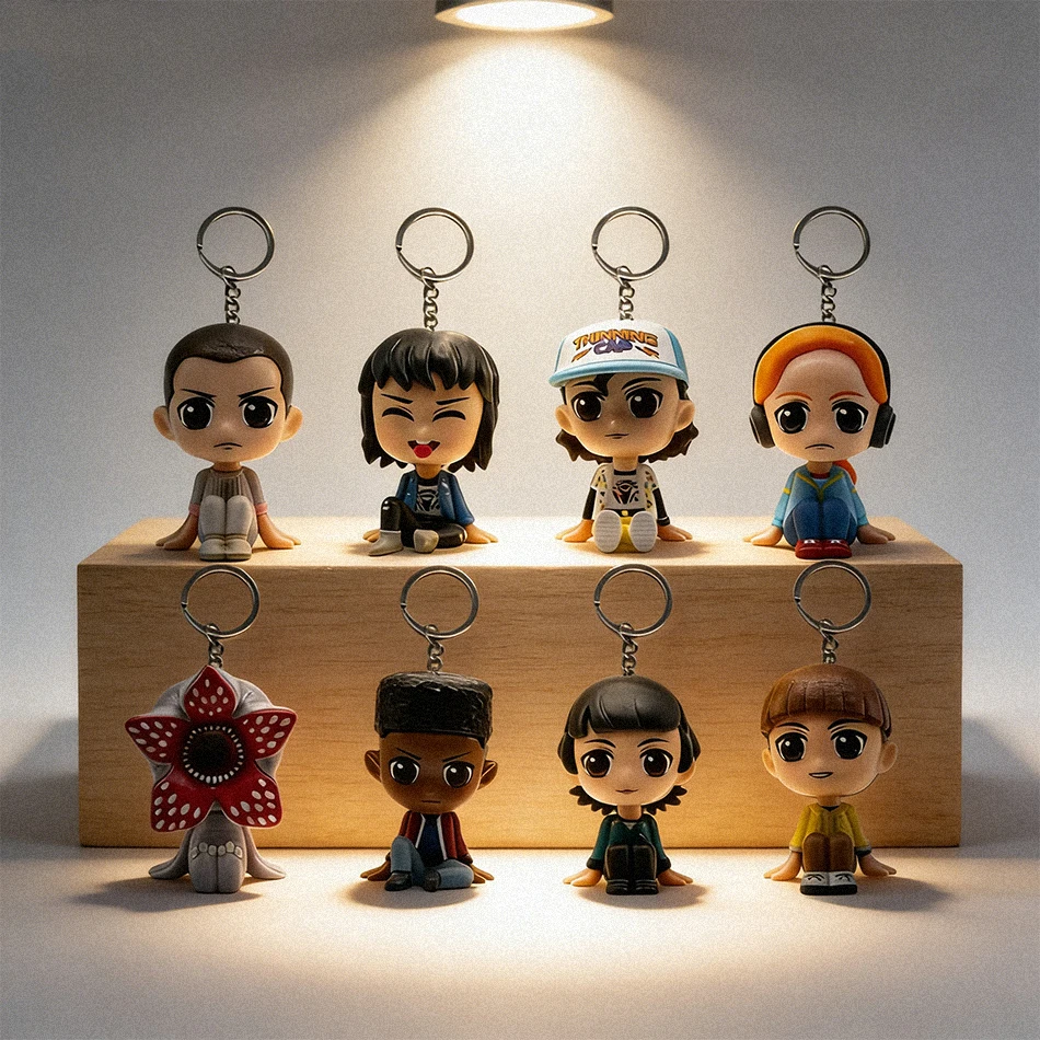 Gorące anime Stranger Things Blind Box Q-version Siedzący brelok Jane Ives/Will Byers Figurka Akcji Statuetka na Biurko Prezent Zawieszka