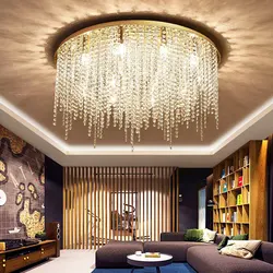 Modern Ceiling Beading Chandelier living room Gold crystal Lamp With Dimmable Luxury Bedroom Decor Led Cristal Light Fixture