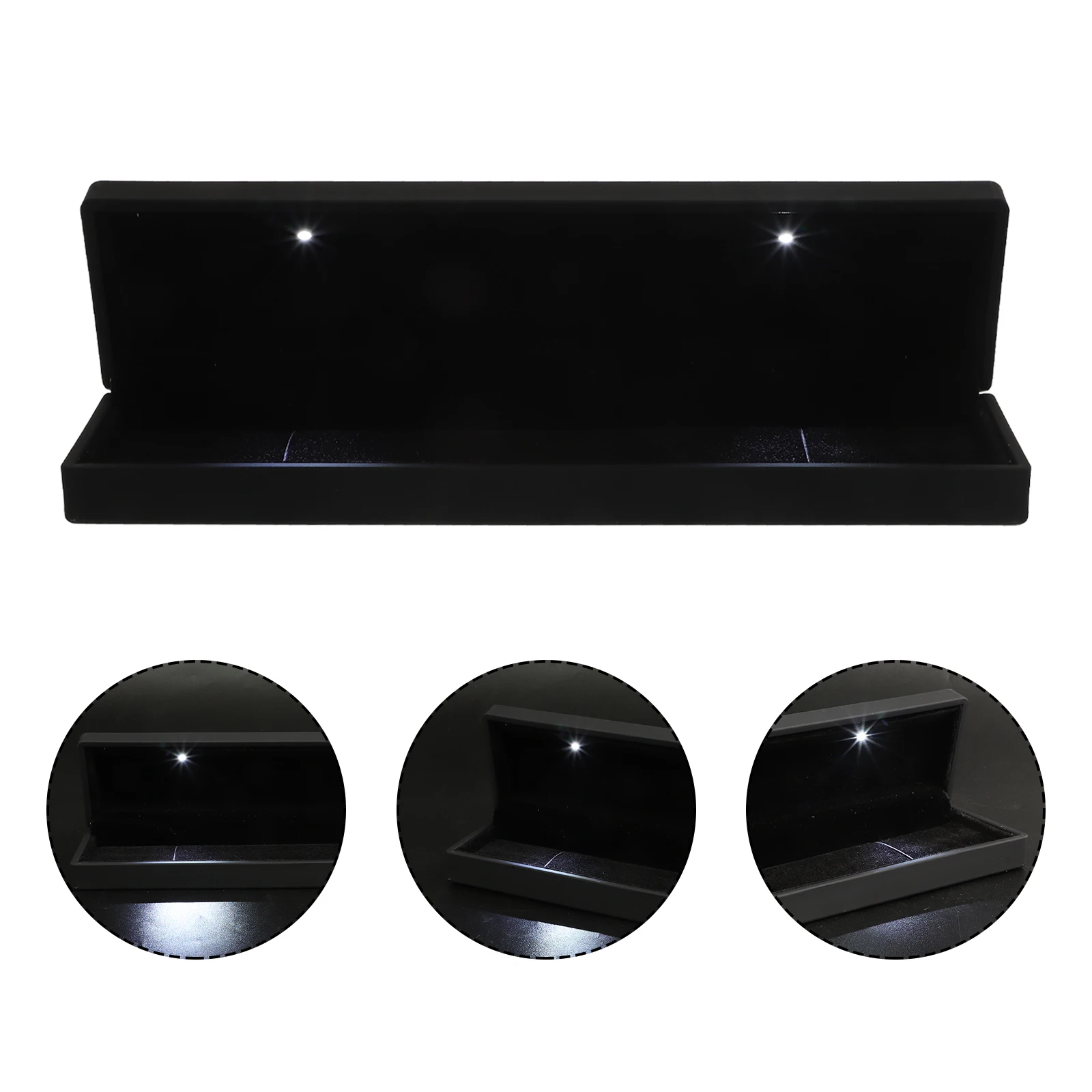 

Светодиодный ювелирный черный светящийся ящик для хранения ожерелья, контейнеры для хранения браслета, ожерелья, витрина, грязеотталкивающая