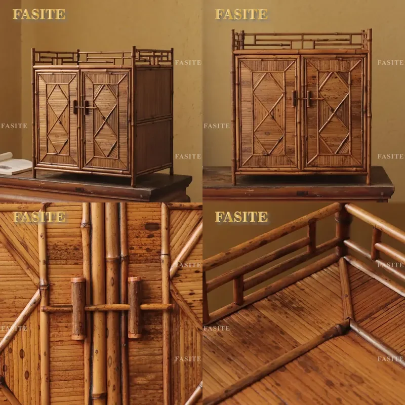 For Bamboo Tea Storage Box Retro Portable Tea Ceremony Utensils Organizer Cabinet Desktop Tea Artist Tools Holder Natural