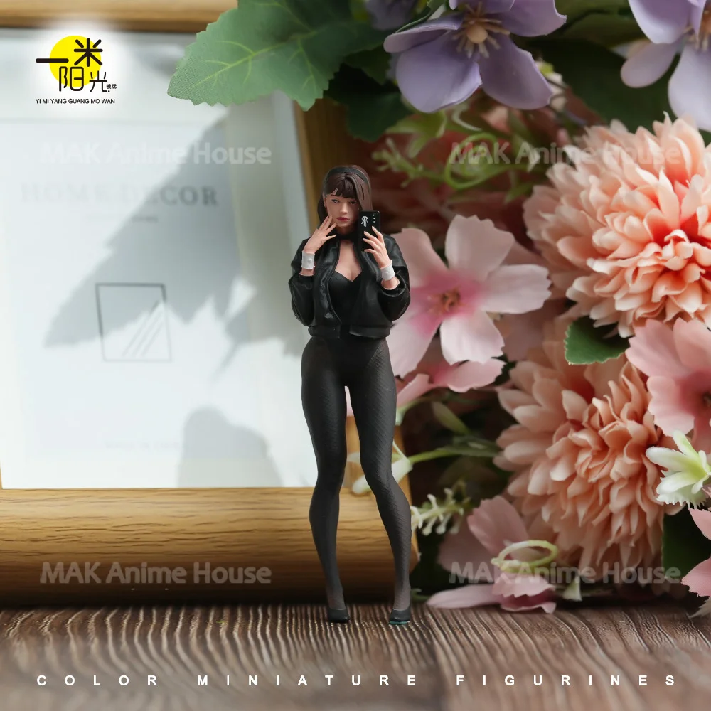 مطبوعة رائعة الوجه 1/24 1/18 حقيبة تسوق تحمل فتاة اللياقة البدنية الكلب المشي رجل الرئيس التنفيذي الشكل دمية نموذج المشهد لعبة الديكور