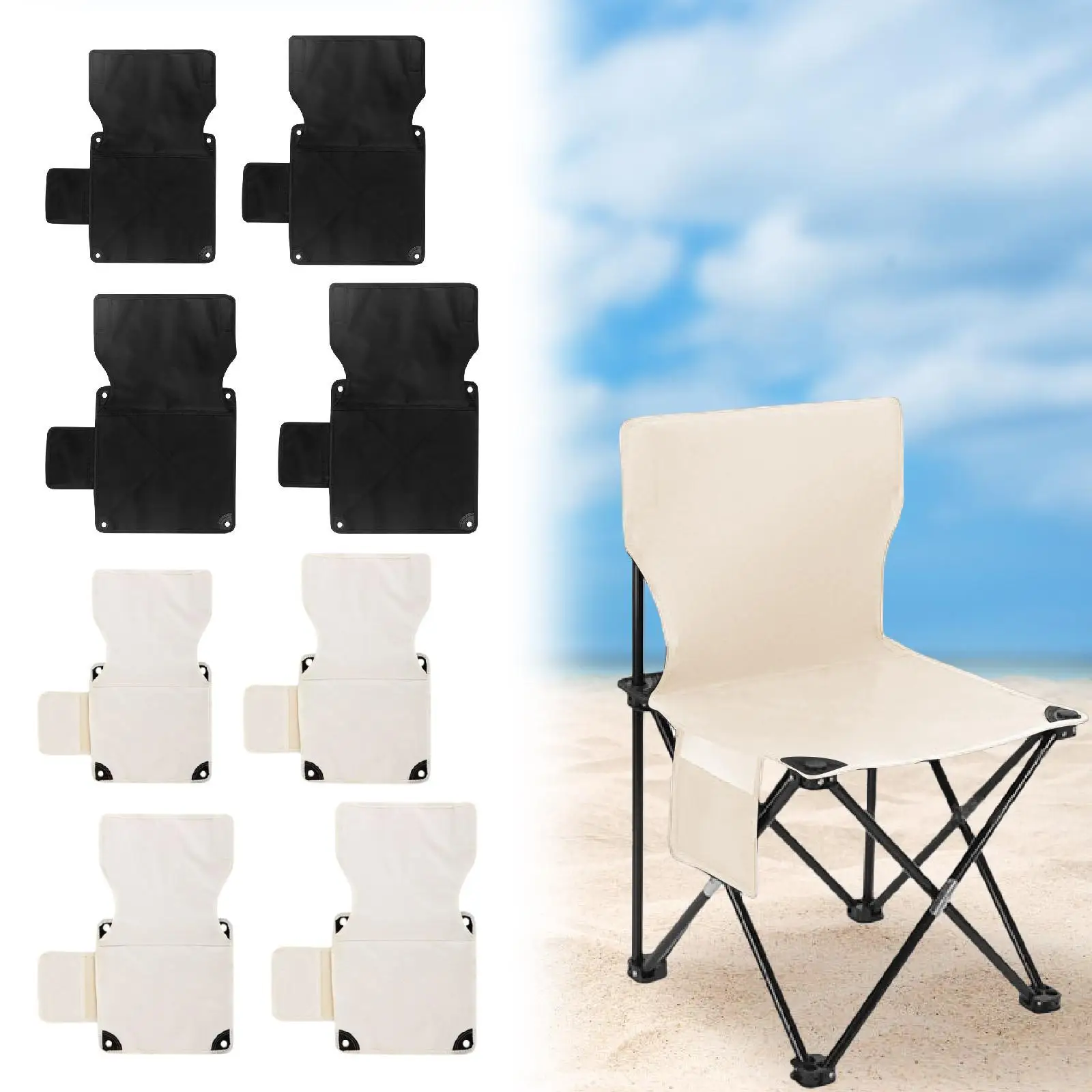 Folding Chair Replacement Fabric Outdoor Breathable with Side Pocket Seat Top Replaces for Patio Lawn Garden Camp Chair Beach