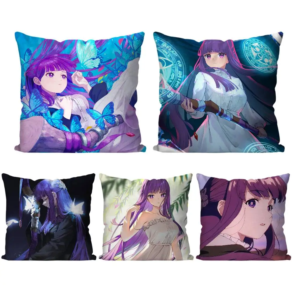 Fern Animation Frieren Beyond Journeys End Pillow Case Fashion Square Pillowcase Bedroom Sofa Room Ins Decoration Leisure