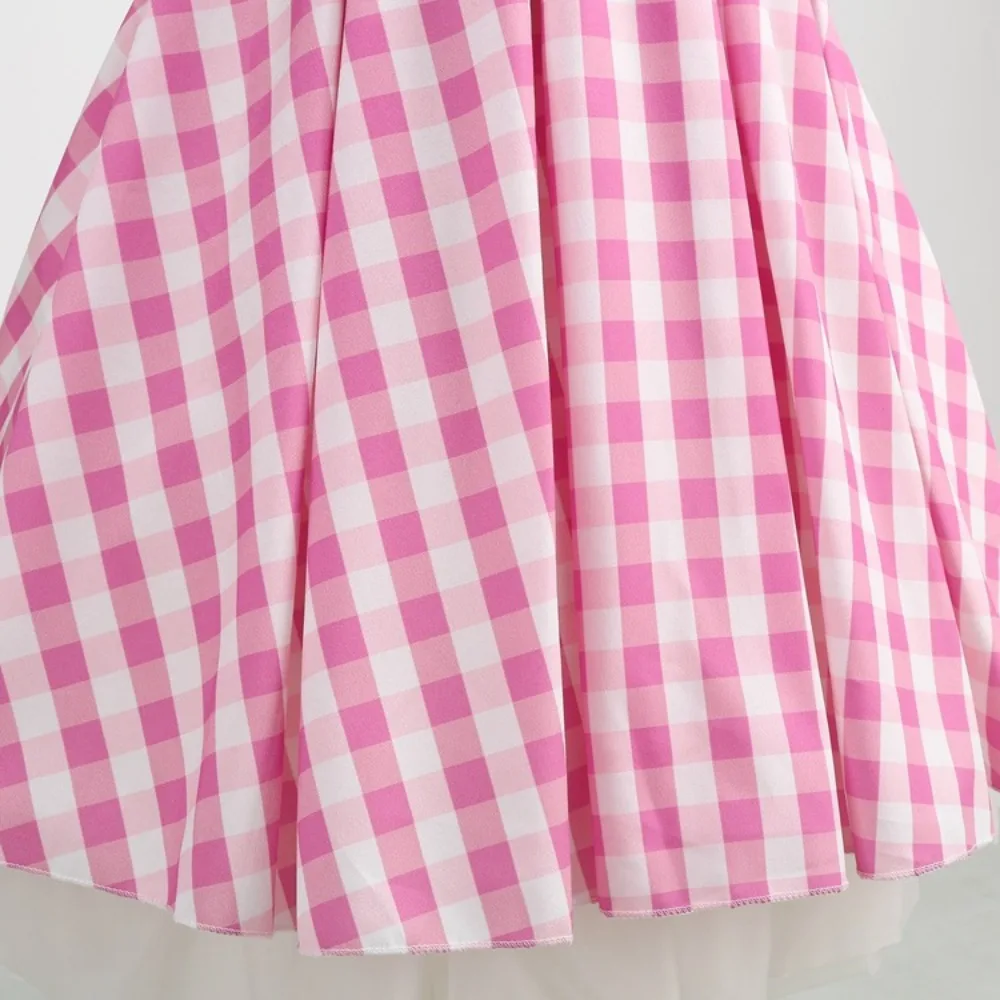 Bear Leader abbigliamento per bambini abito estivo con bretelle a scacchi rosa Costume dolce abiti da principessa pieghettati a farfalla vestiti per ragazza