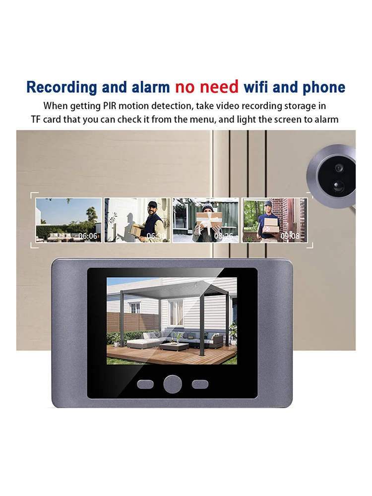 Mini Peephole Smart Wireless Door Viewer Camera PIR Motion Detection Digital Peephole Eye Viewer 2.8 Inch Doorbell Door Camera