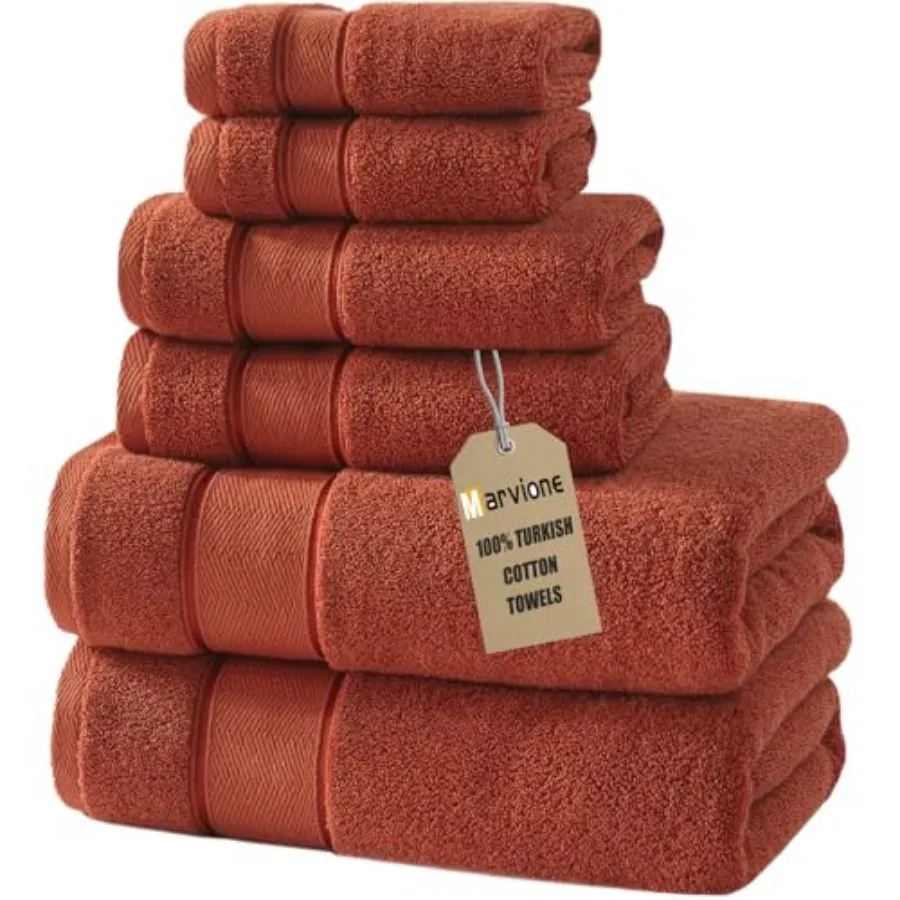

Bath Towels Set 6 Pcs, 100% Turkish Cotton Highly Absorbent and Soft Towels for Bathroom 2 Bath Towels 2 Hand Towels 2 Washclot