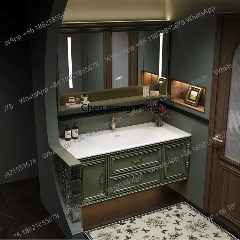 

E136 French Style Bathroom Cabinets Wooden Minimalist Hotel Villa Bathroom Cabinets Luxury Design Home Furniture