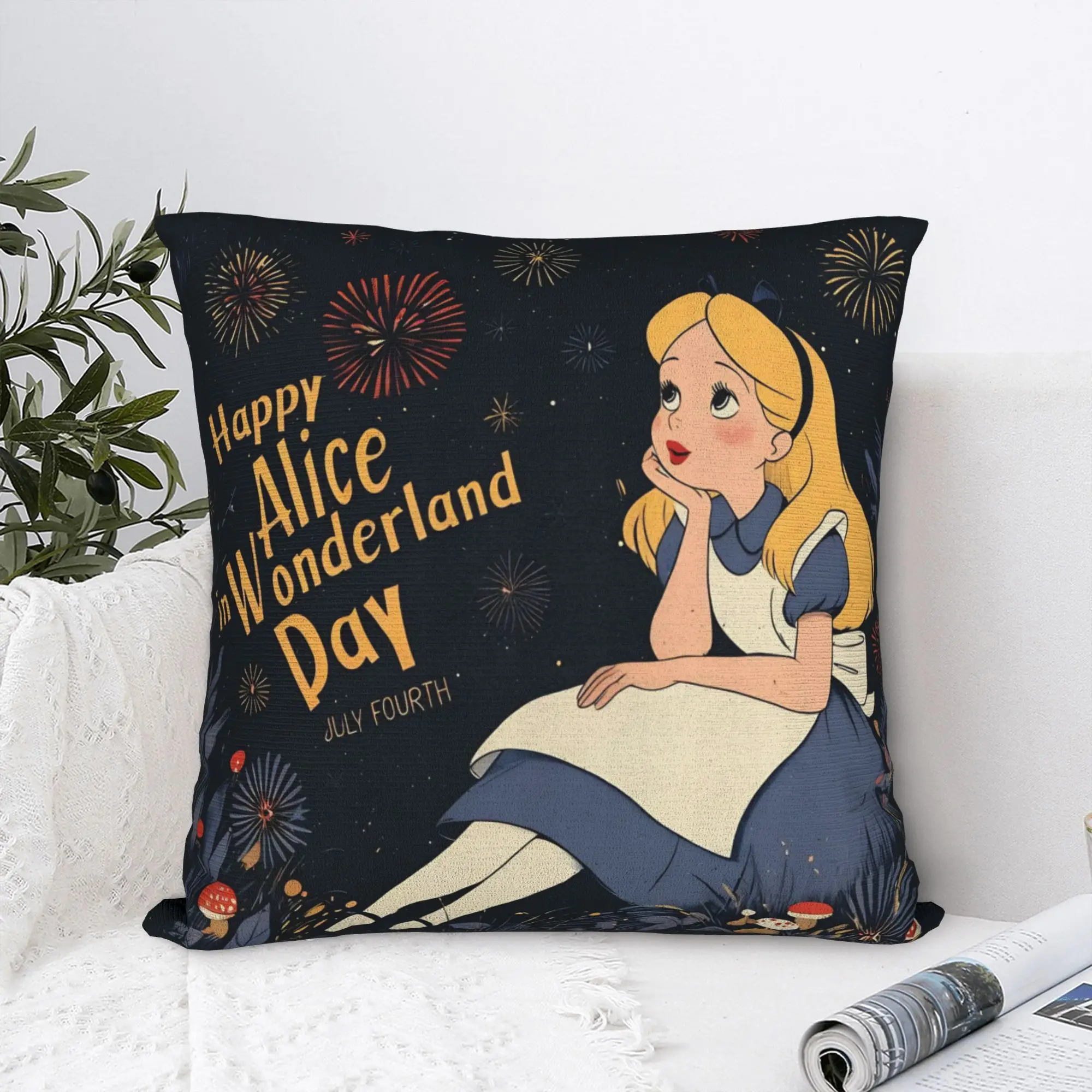 Alice In Wonderland  Throw Pillow Cover Polyester Decorative Pillow  , Custom Pillowcase