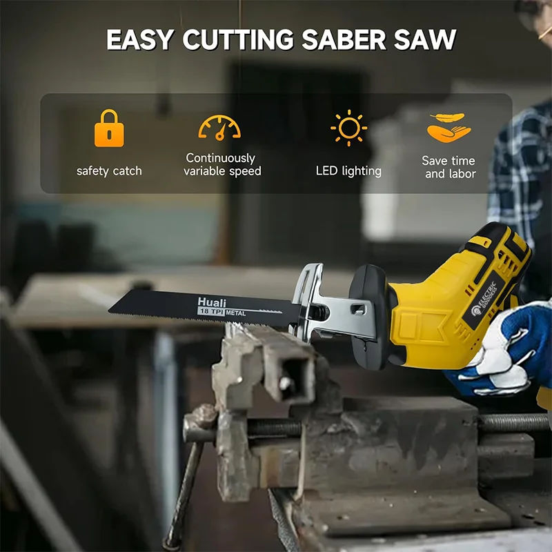 Electric Goddess Cordless Electric Reciprocating Saw Wood Metal Cutting Saw Portable Saw Power Tool For Dewalt 20V Battery Pin