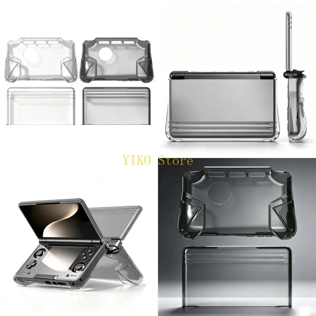 K32C Protective Case Transparent TPU Shell for AYN with Raised Side Grips Split Cover and Open Cutout for Daily Carry