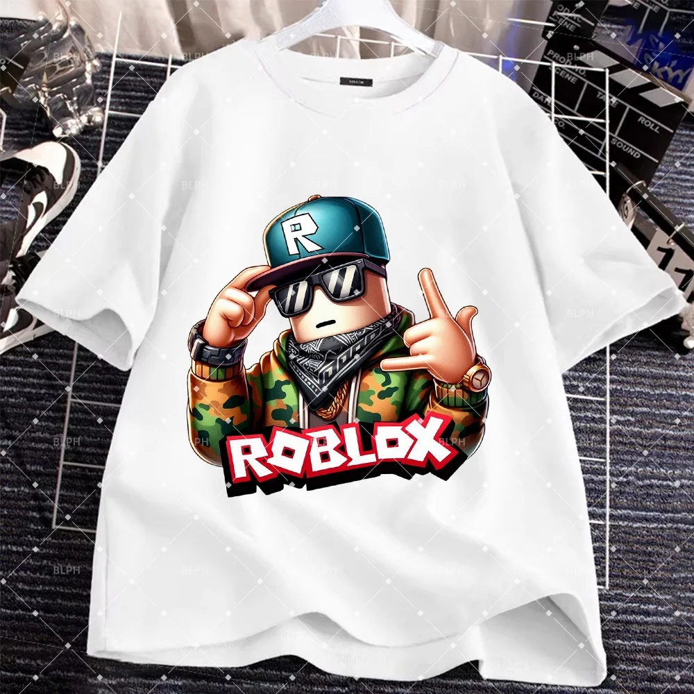 

Стильные футболки для родителей и детей с принтом персонажей ROBLOX, камуфляжный дизайн худи для семейного образа в едином стиле