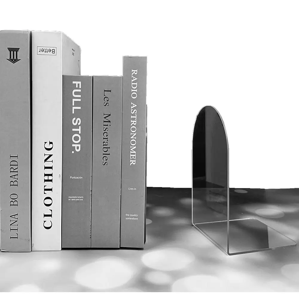 Acrylic Bookends, Non-Skid Book End, Clear Bookends for School Library and Desktop Organizer Acrylic Book Ends for Book Shelves