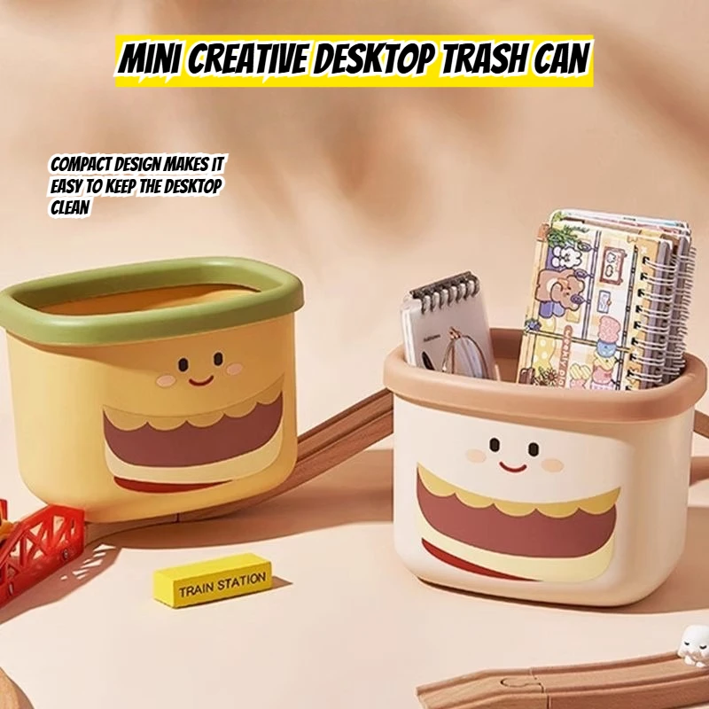

2PCS New Creative Cute Desktop Multifunctional Large Capacity Trash Can Home Dormitory Office Desk Stationery Storage