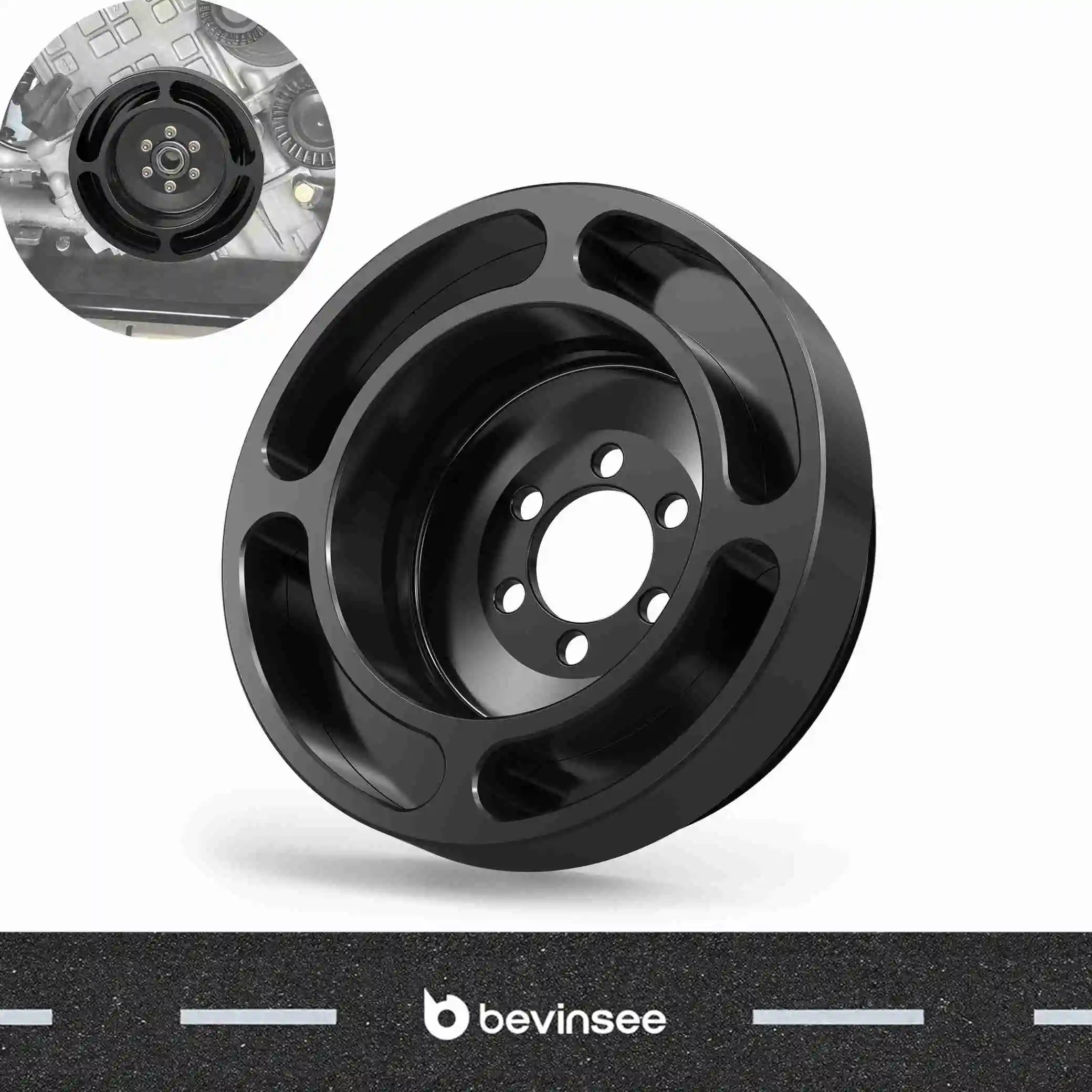 

BEVINSEE Engine Crankshaft Pulley for BMW N54 Engine for BMW E90 E92 E93 E91 335i E87 E82 135i 2005-2010 Replaces 11227558083