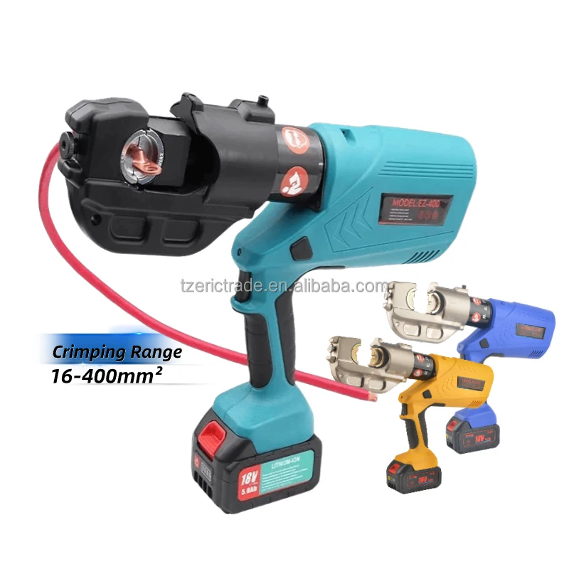 EZ400 12Ton Industrial 18V Battery Hydraulic Crimping Tool Kit 12 Dies 16-400mm Rechargeable DIY Electrical Terminal Cable