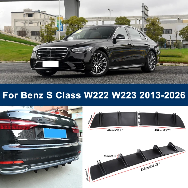 

2-Segment Shark Fin Rear Diffuser For Benz S Class W222 W223 2013-2026 Rear Bumper Lip Splitter Chassis Spoiler Tuning Parts