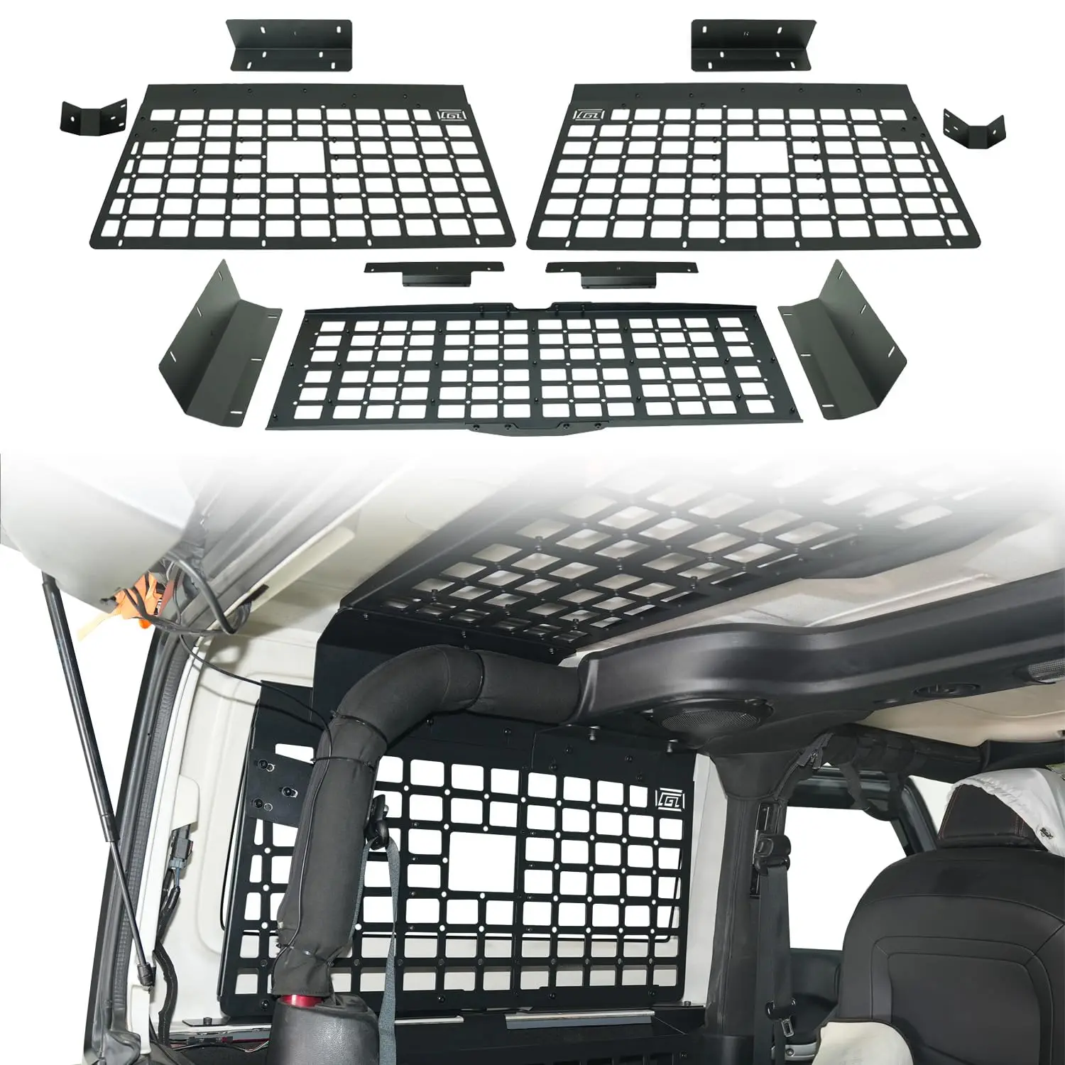 for Jeep Wrangler JK 2-Door Hardtop 2007-2017 Modular Trunk Organizer Aluminum Alloy Cargo Net Luggage Rack Boot Space Saver
