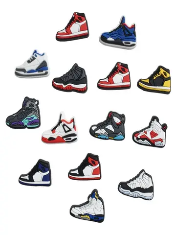 New Sneakers Collection Shoe Charms Accessories Sets for Kids Men Woman Hole Shoes Charm Cartoon Sandals Decorations Bulk 12PCS