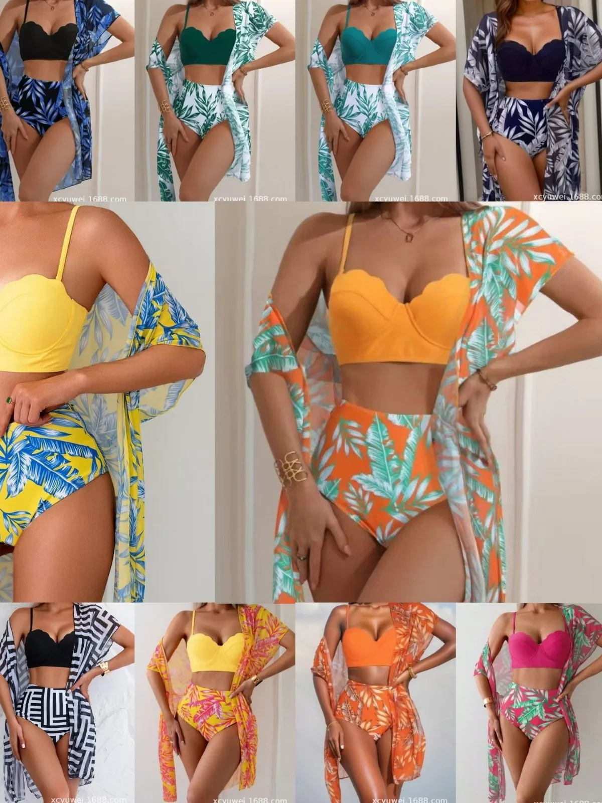 

Seductive Swimsuit Sculpting Figure Lifting Swimsuit Maple Leaf Pattern Swimsuit Translucent Microfiber Coverup Swimwear