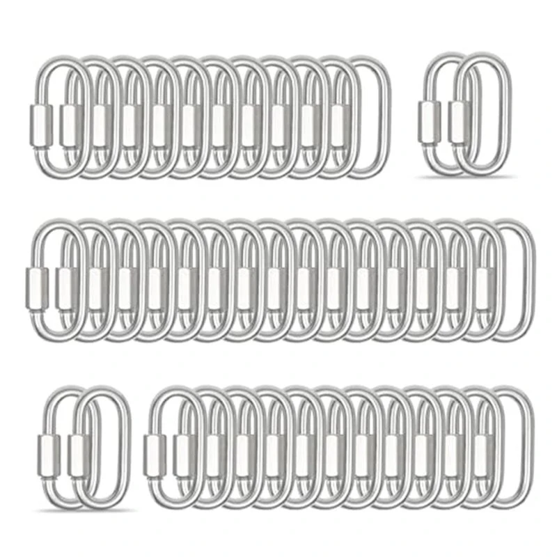 ABKS-Sturdy Steel,Locking Connector Quick Link Rated 330 Lbs, 50-PCS For DIY& Outdoor Applications Connection