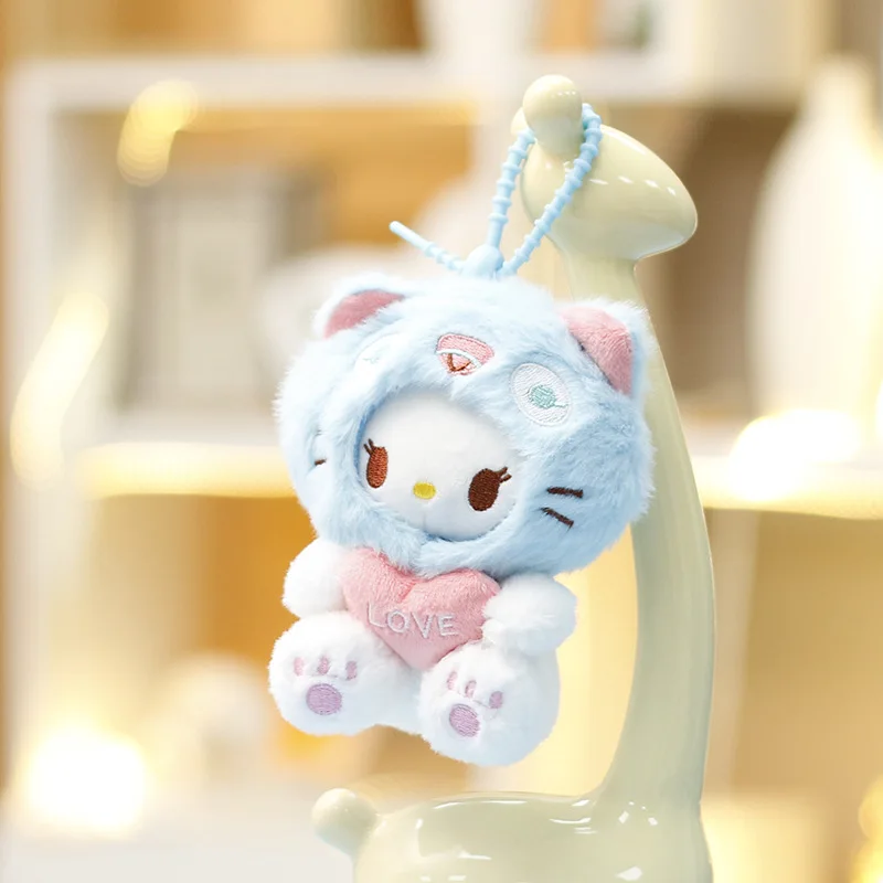 ハローキティのかわいい変形可能な子猫ぬいぐるみチャーム、猫のぬいぐるみ、バッグ飾り、キーホルダー、ギフト