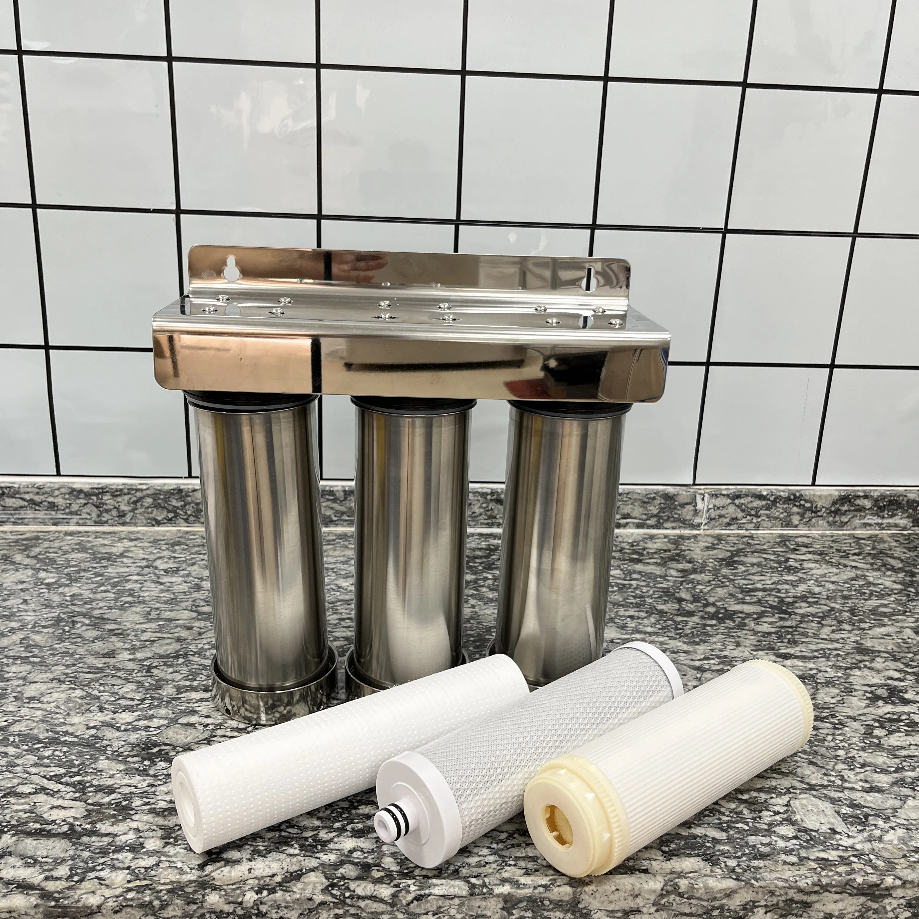 

Large Flow 3 Stage Stainless Steel Pre Filter Under Sink UF Water Purifier System