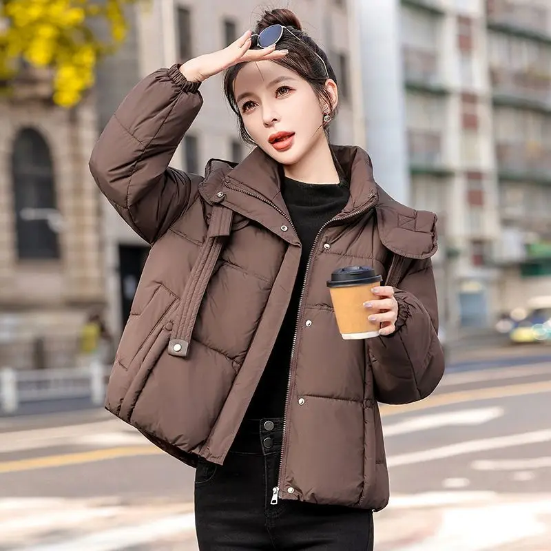 

2025 New Women's Clothing Hooded Down Cotton Jacket Winter Thicke Warm Padded Jacket Fashion Female Short Parker Cotton Clothes
