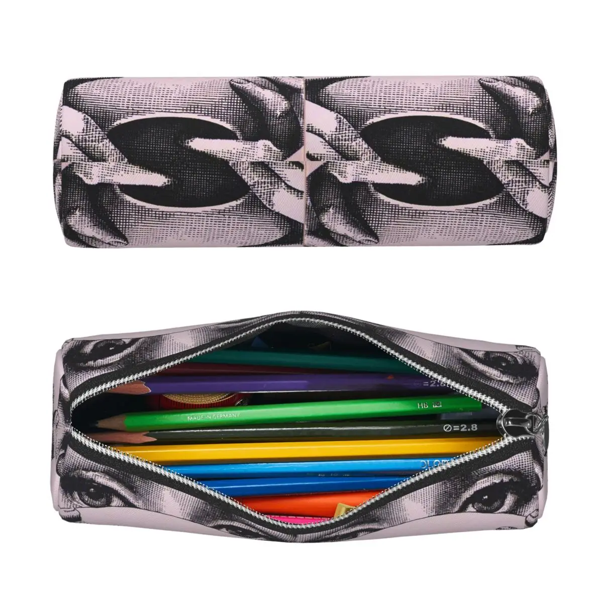 Lina Cavalieri By Piero Fornasetti Black And White Art Pencil Case for Boy Girl School Cylinder Pen Box Pencil Bag Pencil Pouch