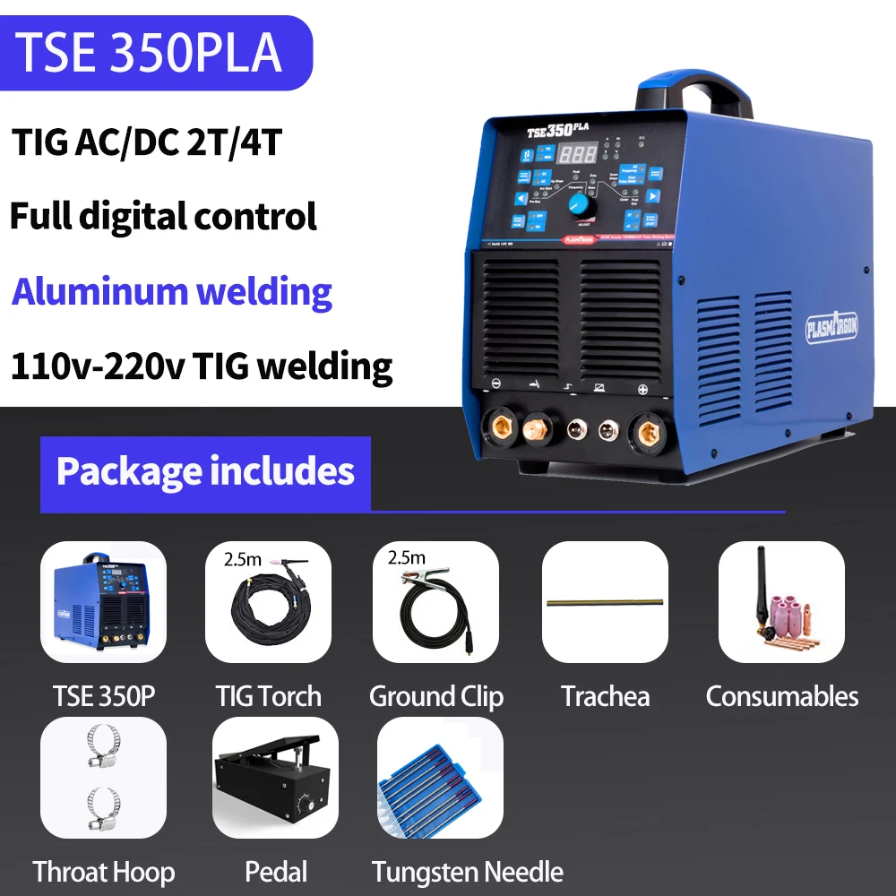 Plasmargon 220V TSE350PLA AC DC TIG Welder TIG Pulse Cold Welding TIG Aluminum with Aluminum Alloy Spot MMA Welding Equipment