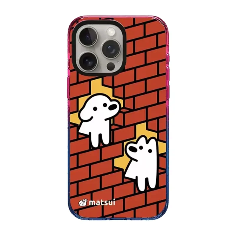 

Cartoon Dog Friends 2.5 Acrylic Gradient Border iPhone 12 13 15 14 Pro Max Protective Case, Fits iPhone 15 Pro Max