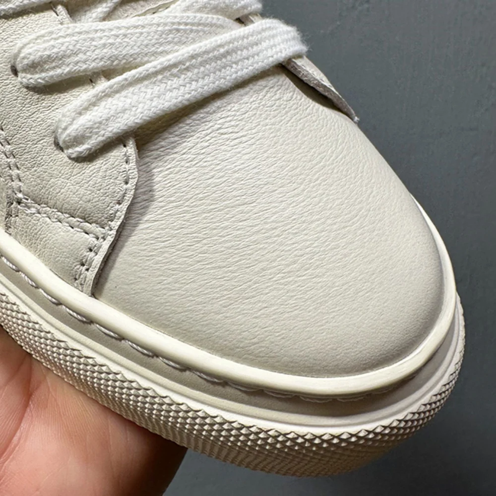 High-End Genuine Leather White Sneakers New Style Simple Elegant Japanese-Style Men's Versatile Casual Sneakers
