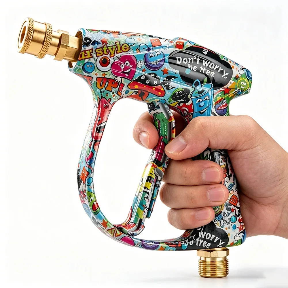 Fashion Painted High Pressure Wash Gun 2026, Complete Nozzle Set, Simple Install, Great for Household Car Washing
