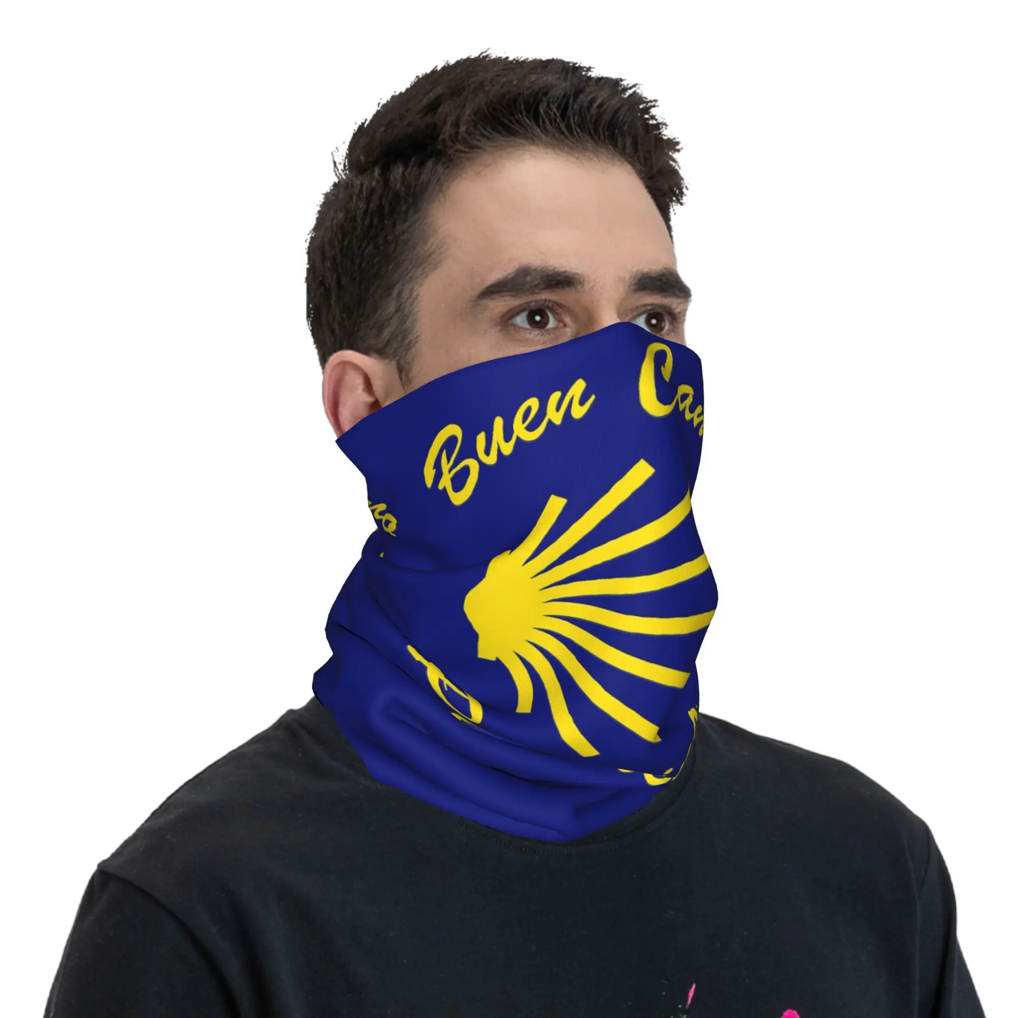 Camino De Santiago 가리비 두건 목 커버 인쇄 마스크 스카프 따뜻한 Balaclava 야외 스포츠 남성 여성 성인 올 시즌