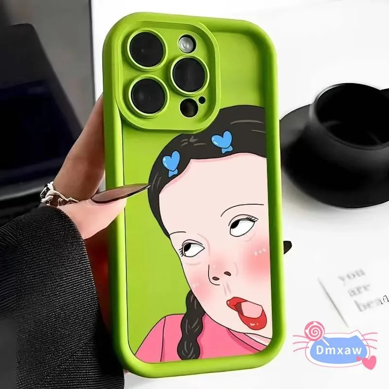 Funny Girl Casing For iPhone 15 14 Plus 13 12 11 Pro Max Xs Max XR X 8 7 Plus SE Silicone Phone Case Funny Cute Girl Phone Cover