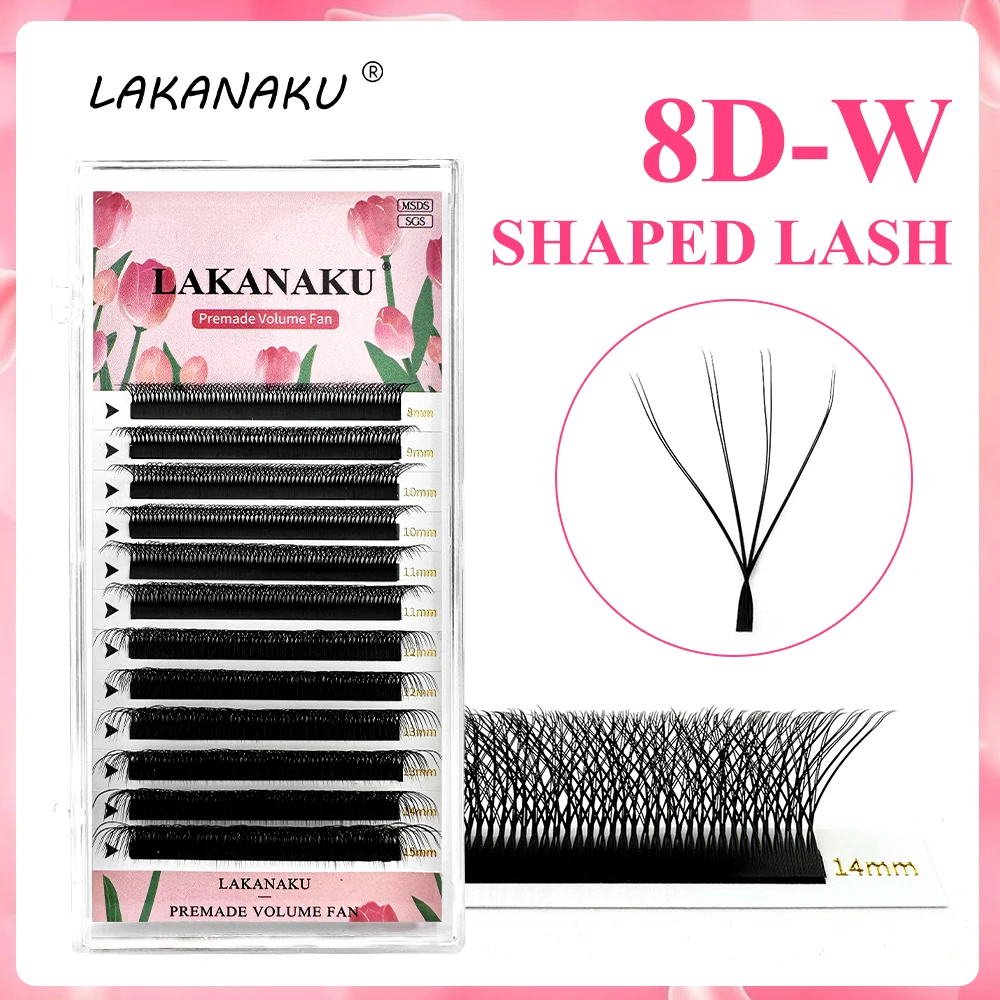 

LAKANAKU Cilios 8D W-образные наращивание ресниц C/D Два кончики 4D W Готовые объемные вееры Индивидуальные клеверные Cilios