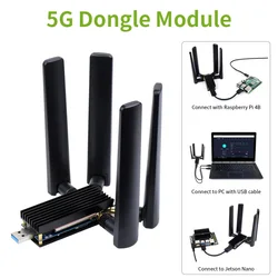 5G Dongle Module USB 3.1 to M.2 B Key Expansion Board with 4 Antennas Aluminum Alloy Case for Raspberry Pi 4B Jetson Nano PC
