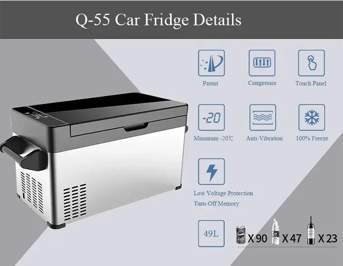 DC/AC Power 50L Dual Room Cooling And Freezing -20 Degree Car Mounted Freezer, Refrigerator For Automotive