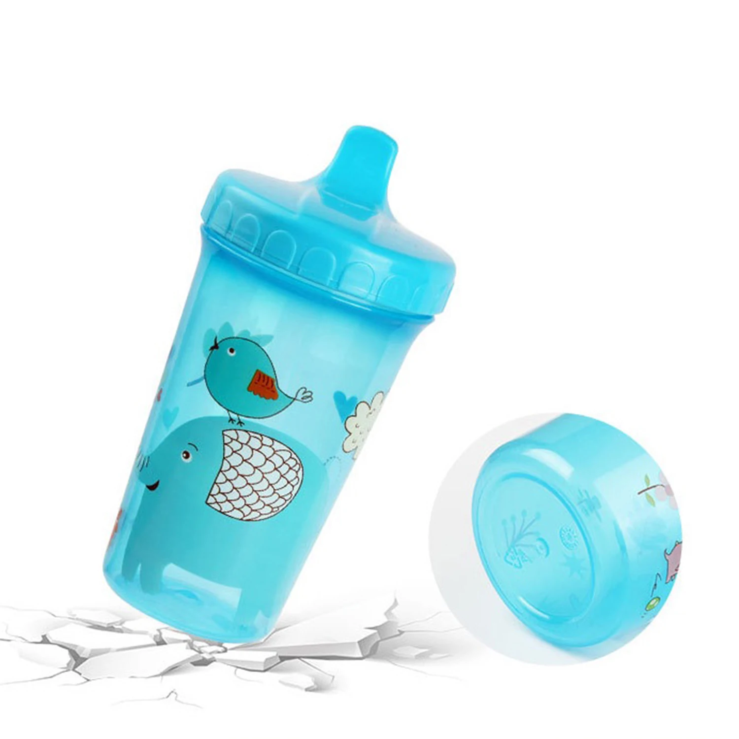 300ml Baby Spillage Mug Bottle Toddler Bite-Safe Bisphenol Free Newborn Training Bottle Cartoon Cute