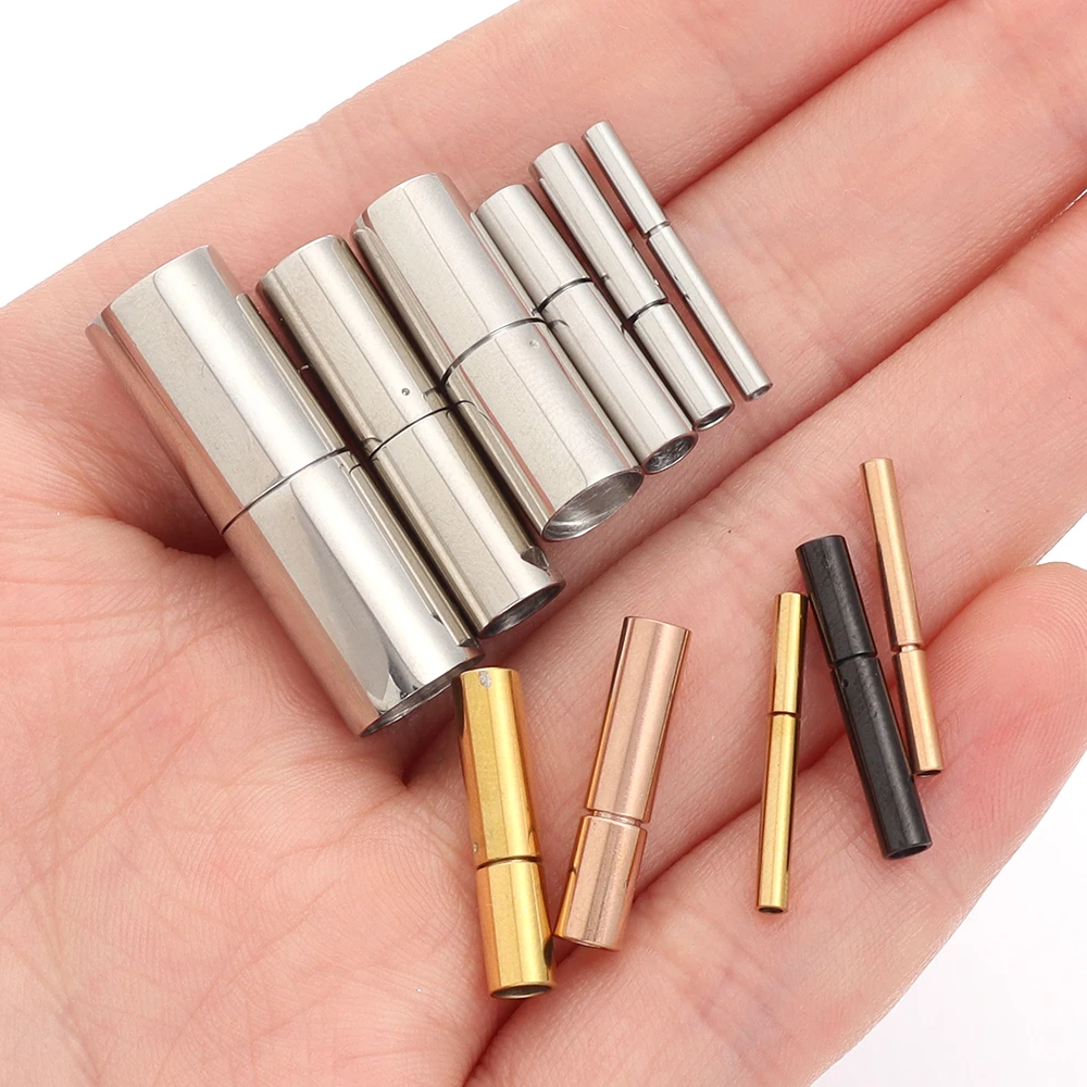 2pcs/lot Stainless Steel Clasps Gold/Silver/Rose Gold Color Leather Cord End Connector For DIY Necklace Bracelet Jewelry Making