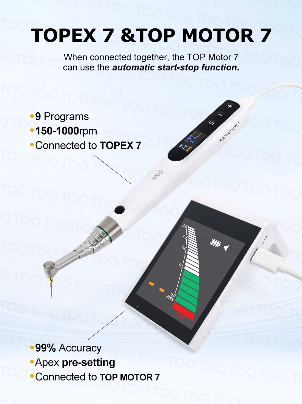 Dental Wireless Endo Motor & Apex Locator with 16: 1 Reduction Contra Angle and Auto Start & Stop New Technical Tool Endodontic