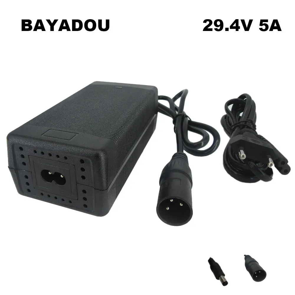 Szybka ładowarka 24V 7S 5A Li-ion 29,4V 24 Volt Lithium 20AH 30AH 40AH Ładowarka DC XLR XT60 Złącze UE US AU UK Wtyczka