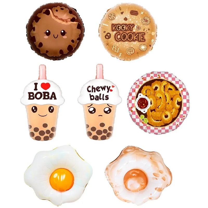 Chocolate Chip Cookie, Chicharon Balloon,Fried Egg Balloon,Kooky Cookie, Bubble Tea Aluminum Film Balloon