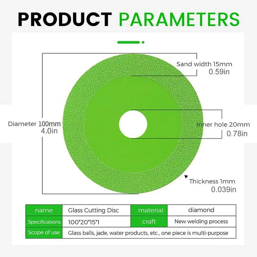 STONEGO Glass Cutting Disc 100mm/4-inch Ultra-Thin Diamond Saw Blade Wheel for Angle Grinder - Tiles Marble Glass Cutting