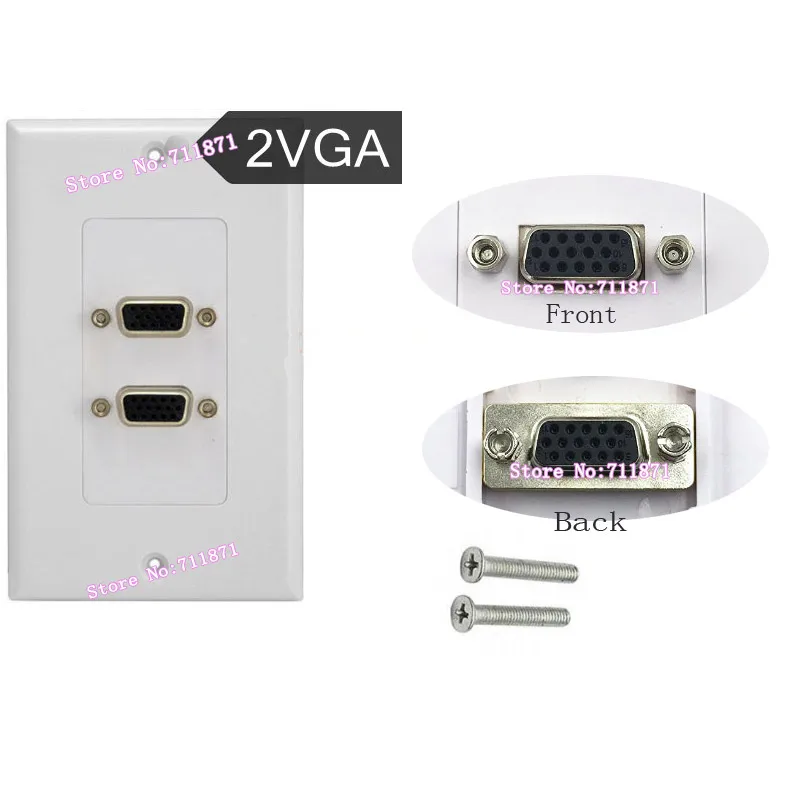 2 VGA Wall Plate Two D-Sub Wall socket Two 2 VGA panel board Wall Outlet Mount 2 Two Female D-Sub Port wall Plug Adapter Joint