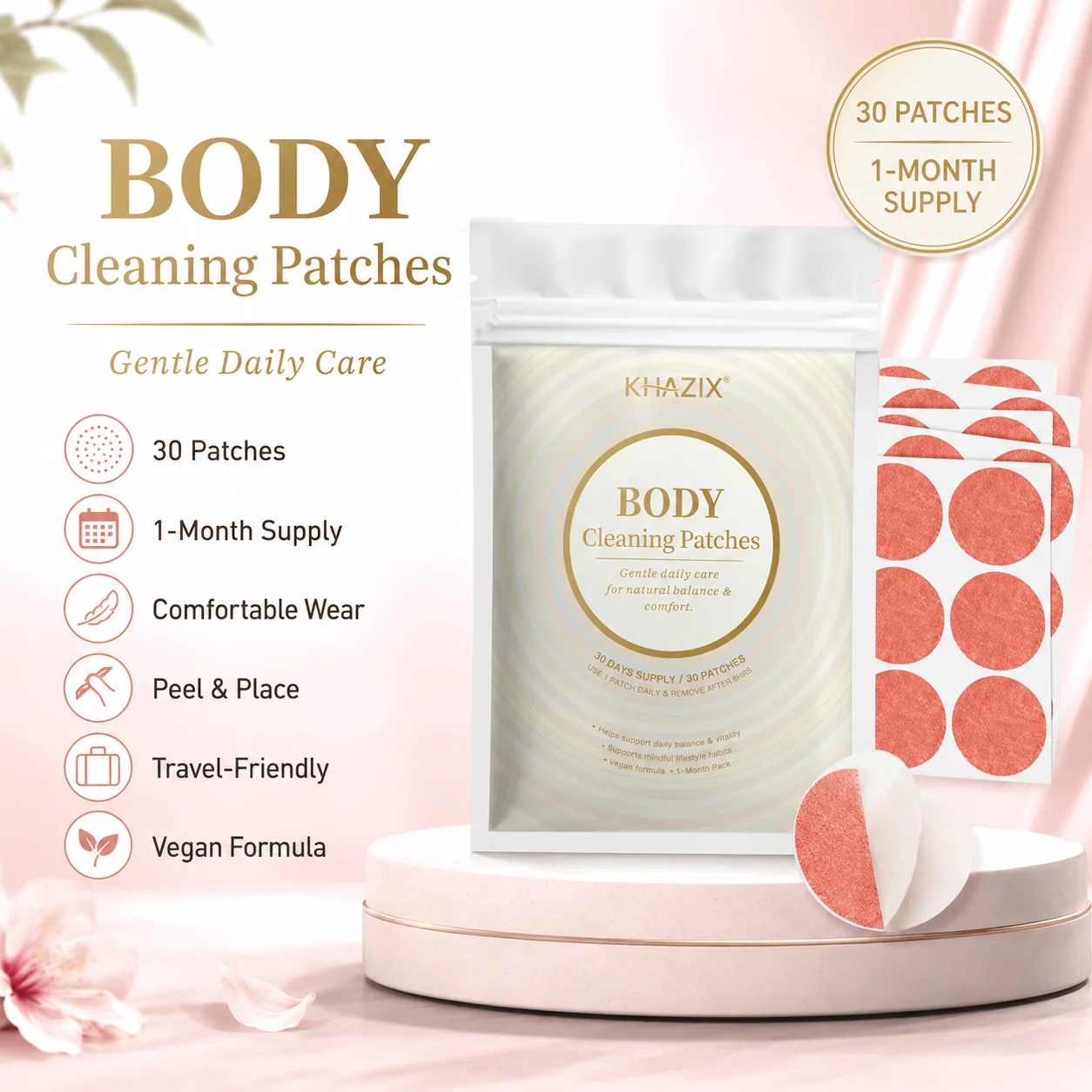 30Pcs Energy Patches Natural Ingredients Vegan Friendly Daily Energy Boost Patch Portable Body Stickers for Work Travel Sports